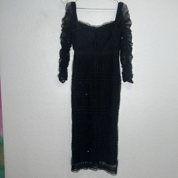 NWT Self Portrait BLACK DOT MESH SHIRRED
MIDI DRESS BLACK US Size 6 - Picture 7 of 16